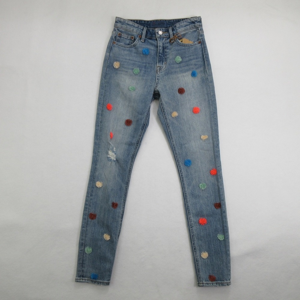 Lucky Brand Womens Jeans 0/25 Blue Bridgette Skinny Pom Pom Stretch New